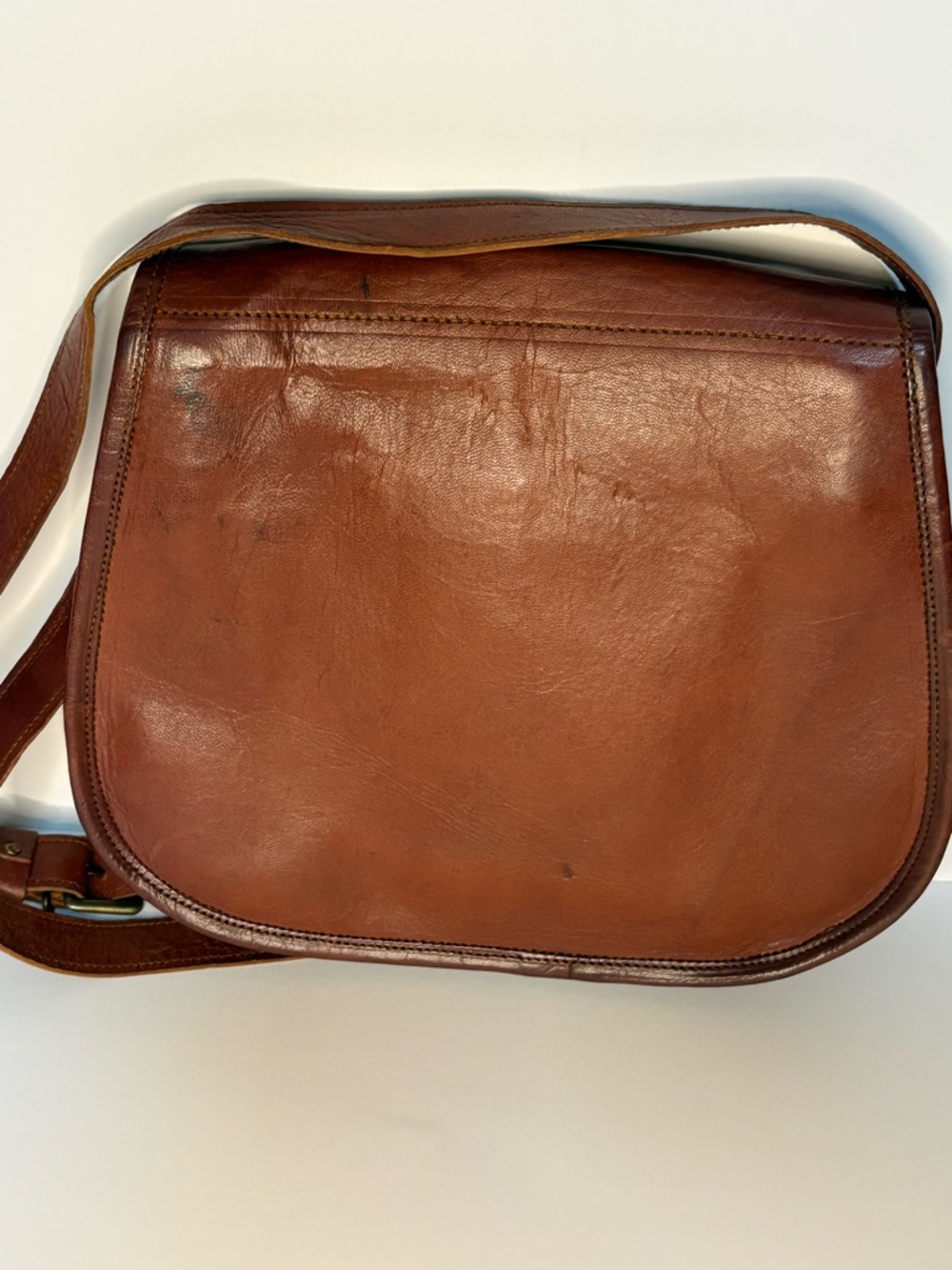 Vintage Brown Leather Crossbody Great Seal of the State of Oklahoma Saddle Bag - Picture 4 of 10
